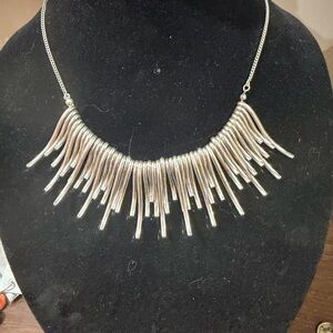 Silver Fringe Statement Necklace - Women Jewelry